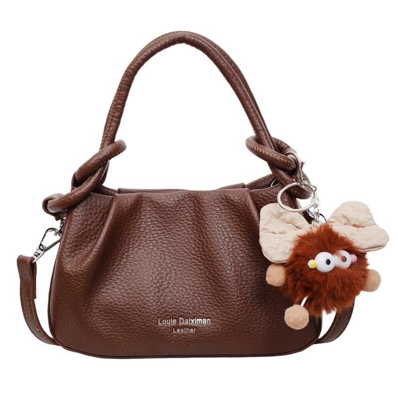 

Милый плюшевый брелок, сумочка, женская новая повседневная сумка для поездок на работу, высококлассная нишевая наплечная сумка-мессенджер no pendant коричневый