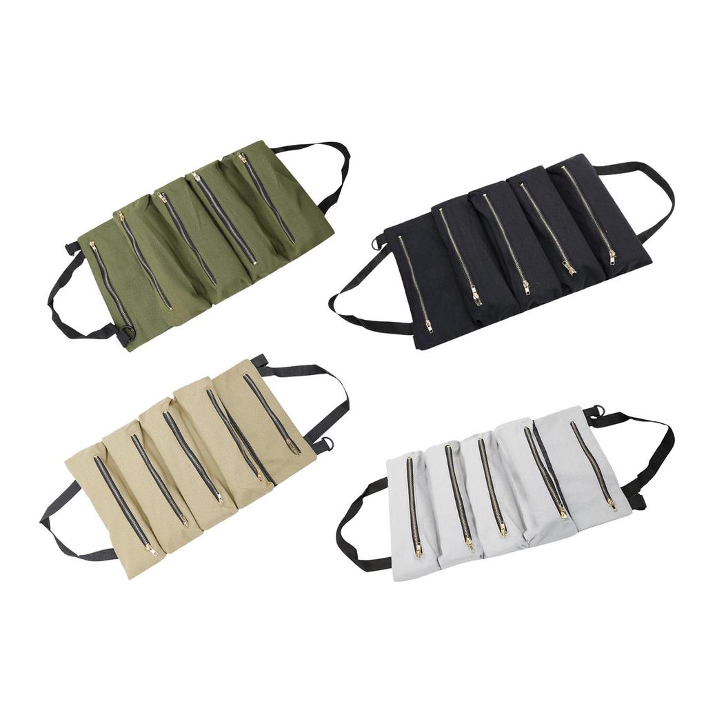 Roll up Tool Bag Wrench Organizer Collapsible Storage Case Heavy Duty Canvas Multipurpose
