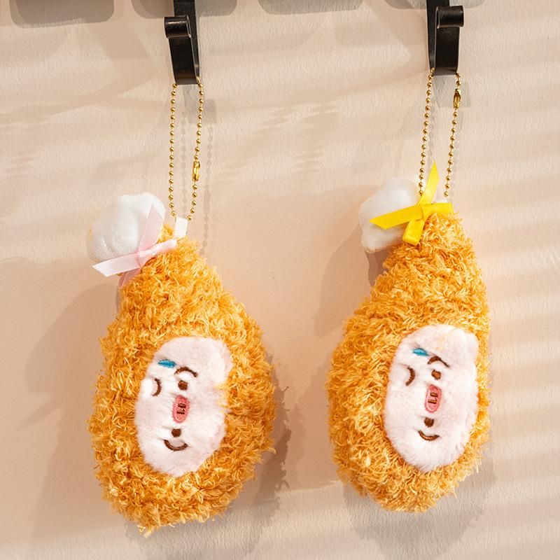 Cute Creative Plush Food Hanging Ornament Pancake Egg Noodles Burger Croissant Keychain Short Plush Toy Cartoon Style