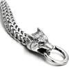 Viking Wolf Head Stainless Steel Bracelet for Men - Retro Franco Link Chain