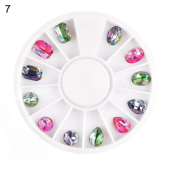 12 Grids/Box AB Rhinestone Perfume Bottle Bow Flower Nail Manicure Decoration