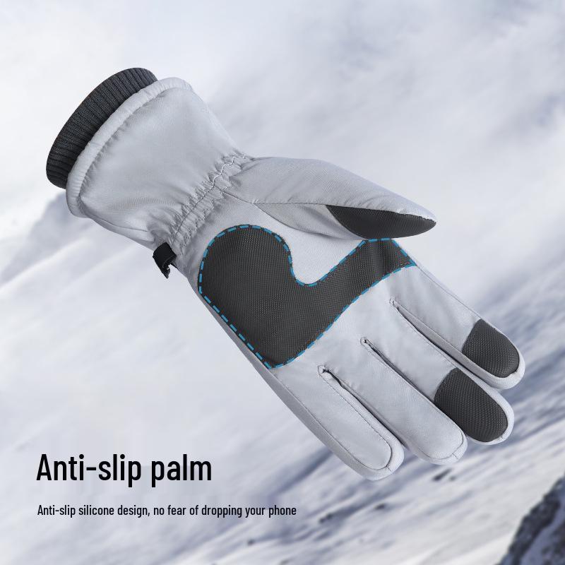 Unisex Winter Split-Finger Ski Gloves: Fleece-Lined, Touchscreen Compatible, Ideal for Cycling and Outdoor Activities