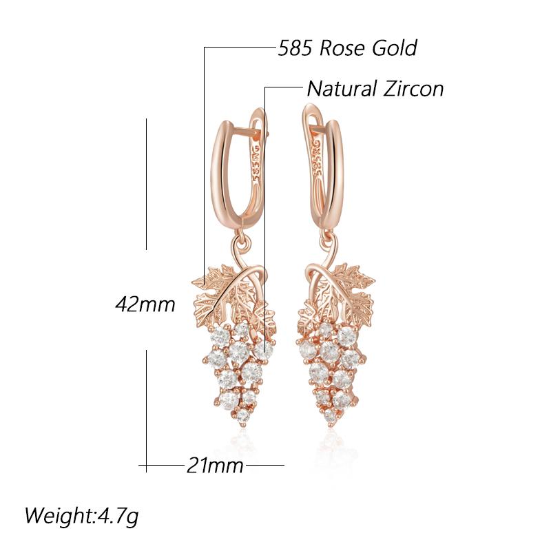 Kienl  Full Shiny Natural Zircon Long Drop Earring For Women  Rose Gold Color Unique Crystal Grape Daily Vintage Jewelry