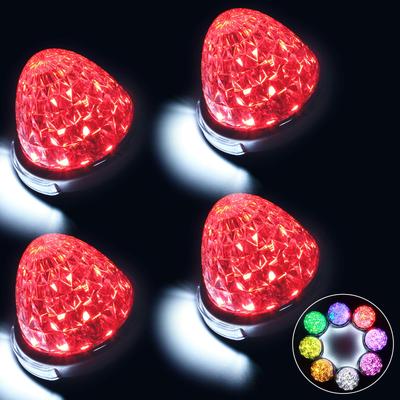 REPTICO LED Side Marker Lights for 24V Trucks, 16 LED Non-Polarized, Clear 8-Faceted Crystal