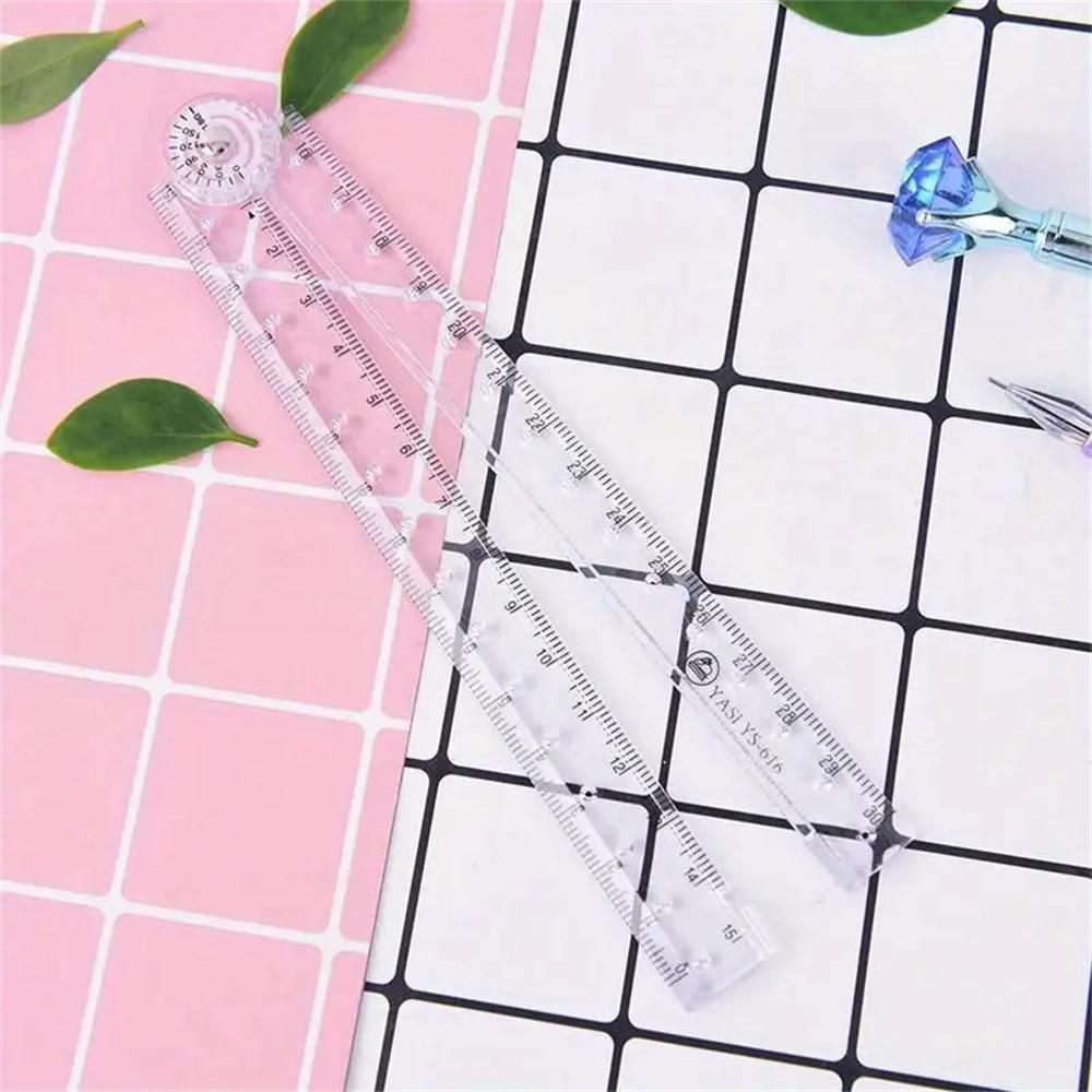 Creative Acrylic Ruler Transparent Folding Straight Simple Scale Plastic Student Drawing Ruler Korean Stationery School Supplies