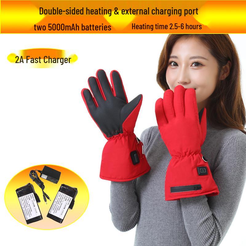 Rechargeable Electric Heating Gloves for Men & Women - Winter Motorcycle Double-Sided Heating