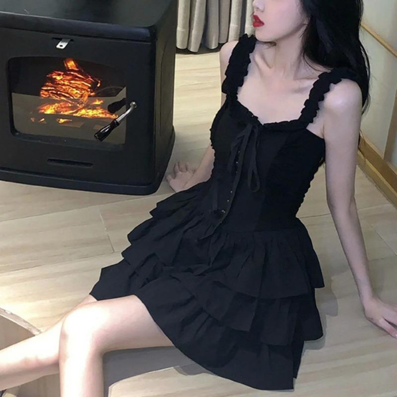 Französisches Trägerkleid Damen Sommer Haute Couture Stil Basiskleid