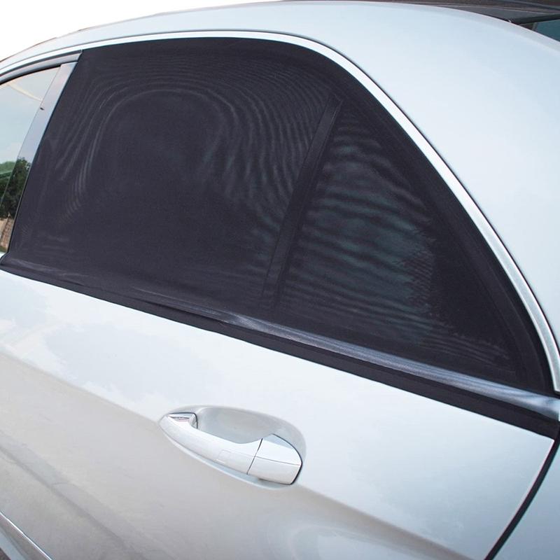 4 Stück Autofenster-Sonnenschutz, Dehnbares Netz Front-, Heck- und Seitenfenster-Sonnenschutz zum Hitzeschutz und UV-Schutz