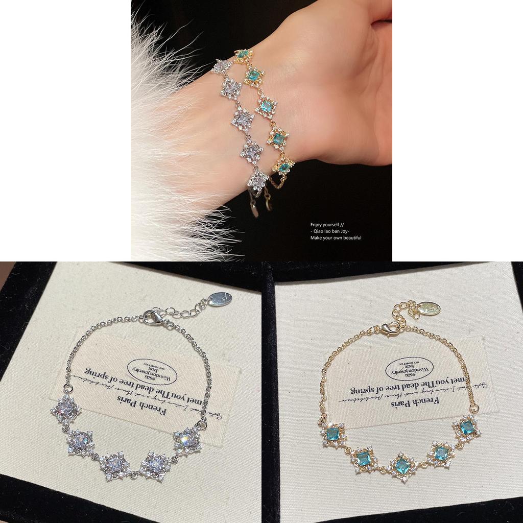 Zircon Flower Pendant Bracelet With Metal Plating For Womens Fashion Accessories