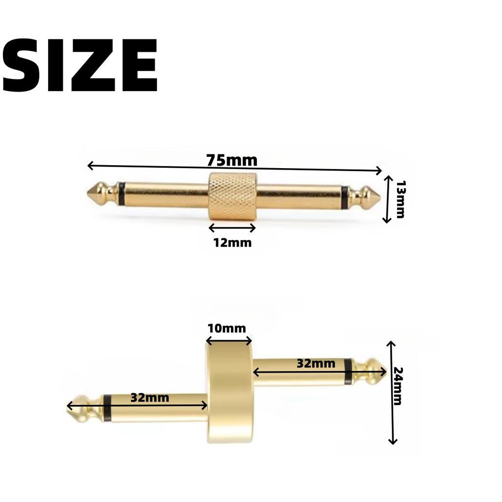Miwayer Guitar Pedal Connectors 6.35mm Gold Plugs Guitar Effects Pedal Adapter Straight /Z Type Audio Coupler Guitar Accessory