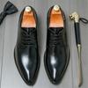 New Fashion Pointed Lace-up Dress Formal Oxford Shoes For Men Black Brown Homecoming Wedding Party Footwear Zapatos Hombre