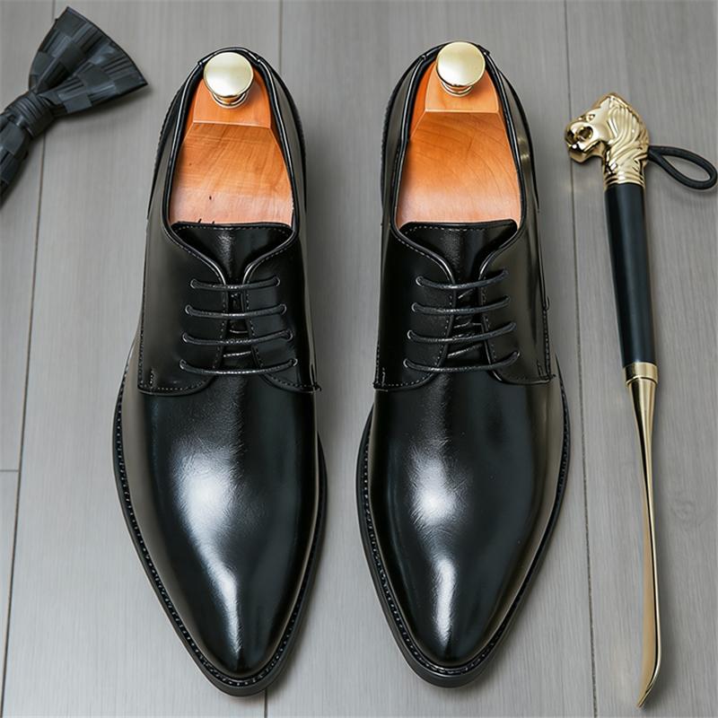 New Fashion Pointed Lace-up Dress Formal Oxford Shoes For Men Black Brown Homecoming Wedding Party Footwear Zapatos Hombre