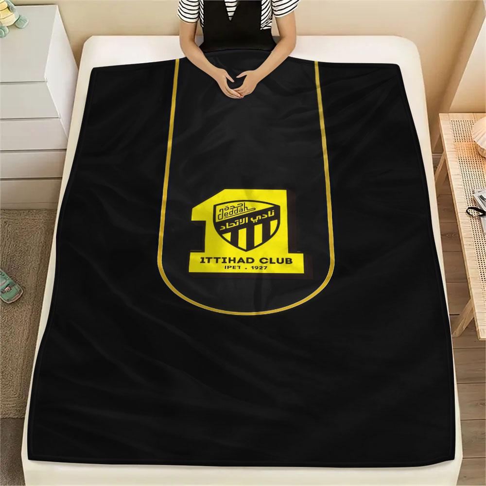 1PC Al-Ittihad FC Patterned Flannel Blanket Suitable For All Seasons for Home Decor Warmth and Comfort Gifts Holiday Present