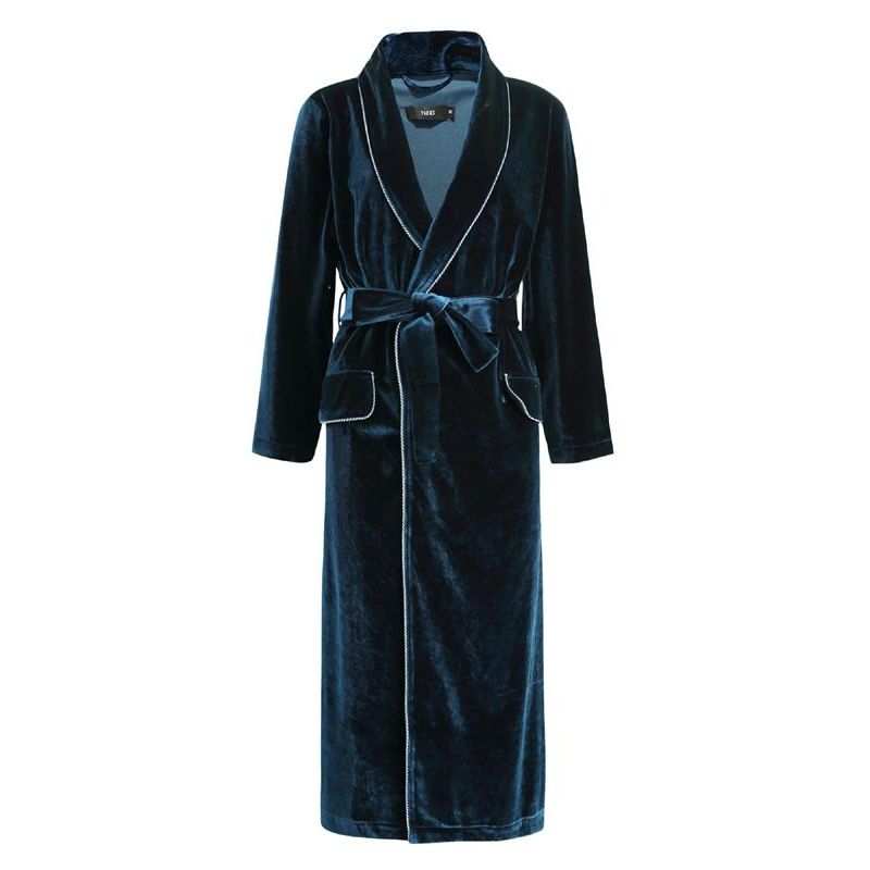 Seven-Yarn Velvet Men's and Women's Couple Lengthened Nightgown Spring & Fall Pajamas Bathrobe Homewear Bride and Groom Morning Gowns