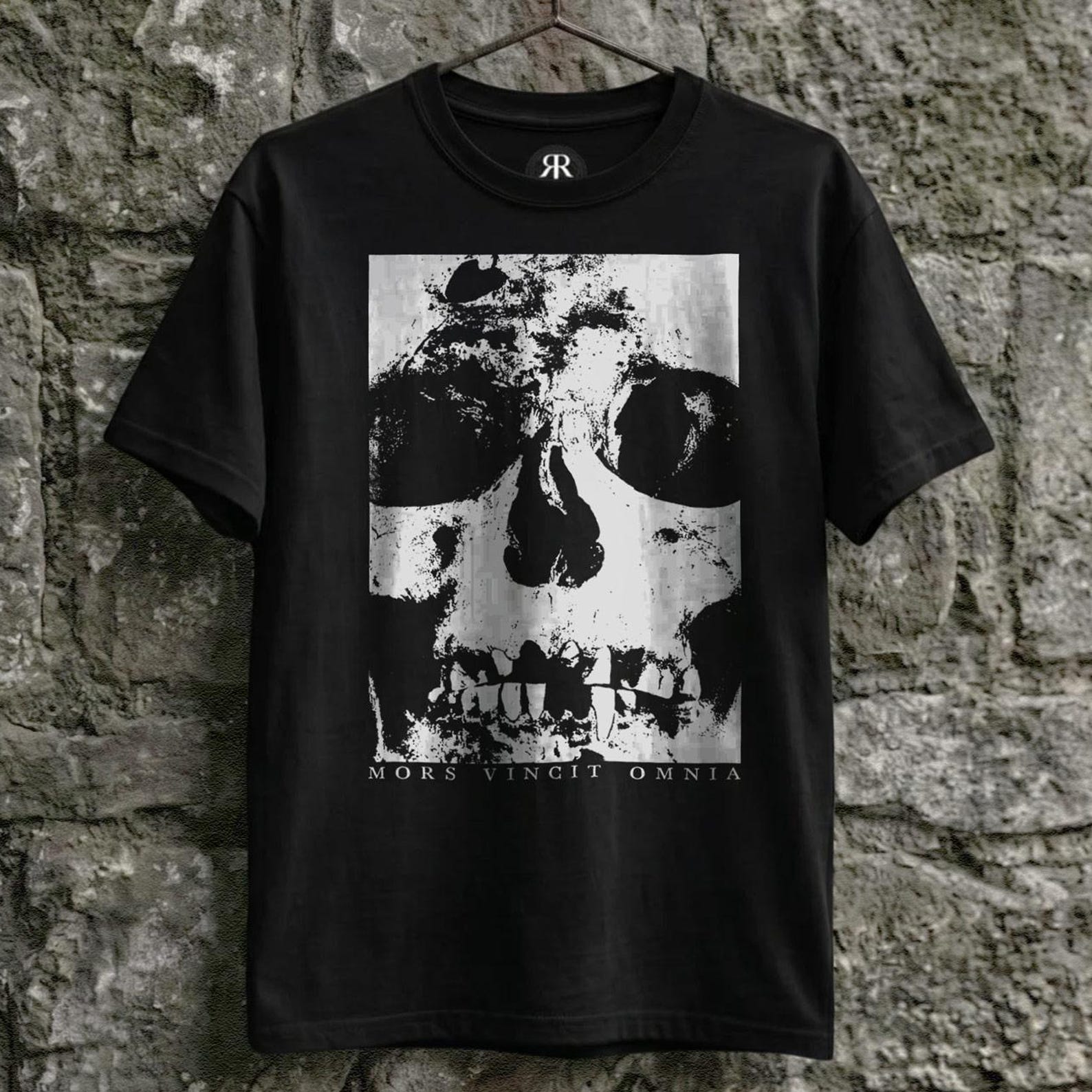 Mors Vincit Omnia Shirt, Human Skull, Memento Mori, Skeleton, Macabre S