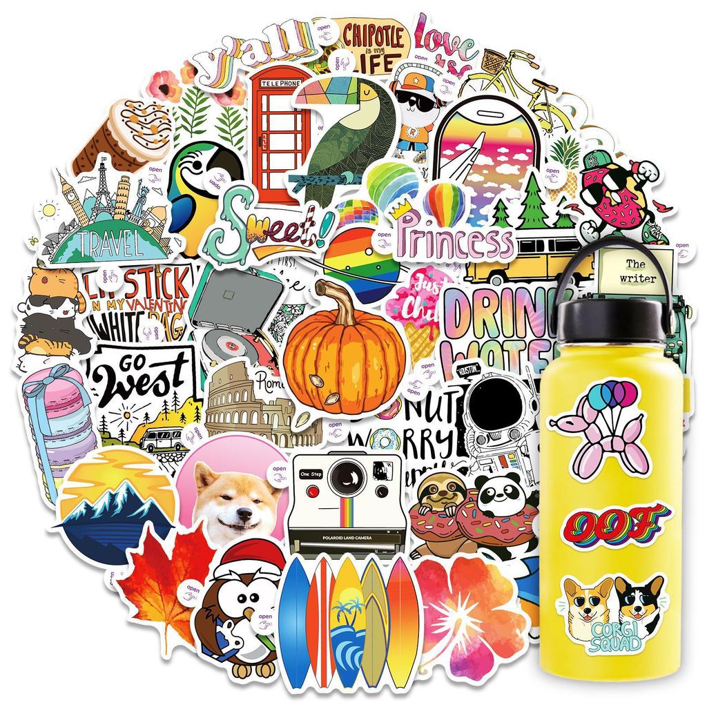 50 Small Ear Maple Leaf Stickers Car Stickers Suitcase Laptop Electric Car Decoration Waterproof Stickers