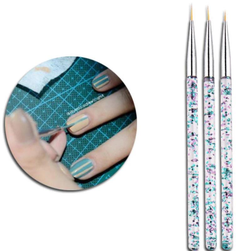 

3Pcs UV Gel Nail Liner Brush Set Acrylic Ultra-thin French Stripe Grid Flower Painting Drawing Pen 3D Tips Manicure Tool золотой