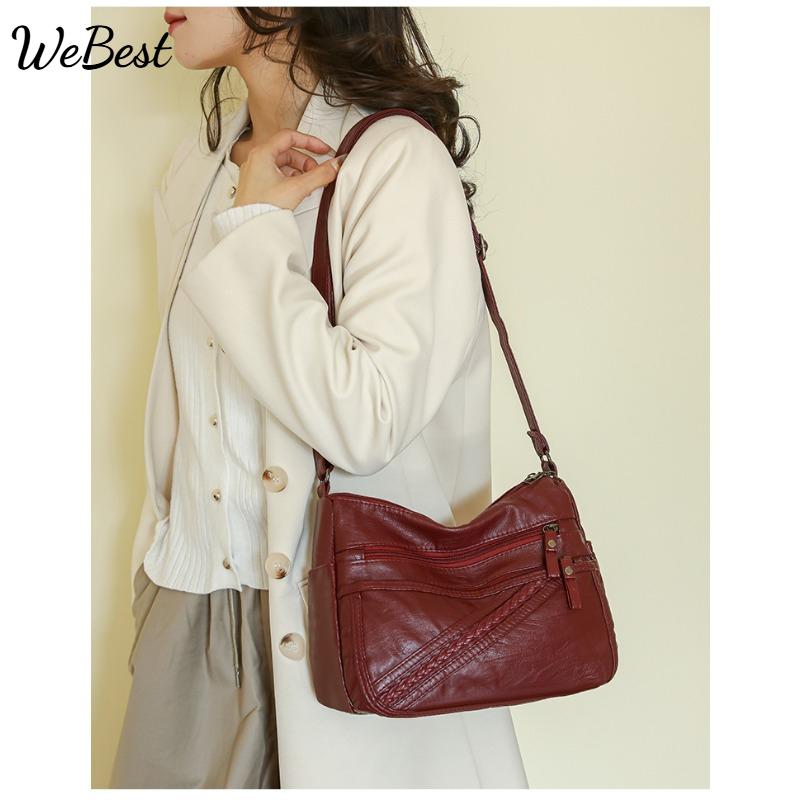 

Female Soft Leather Retro Shoulder Crossbody Bag коричневий