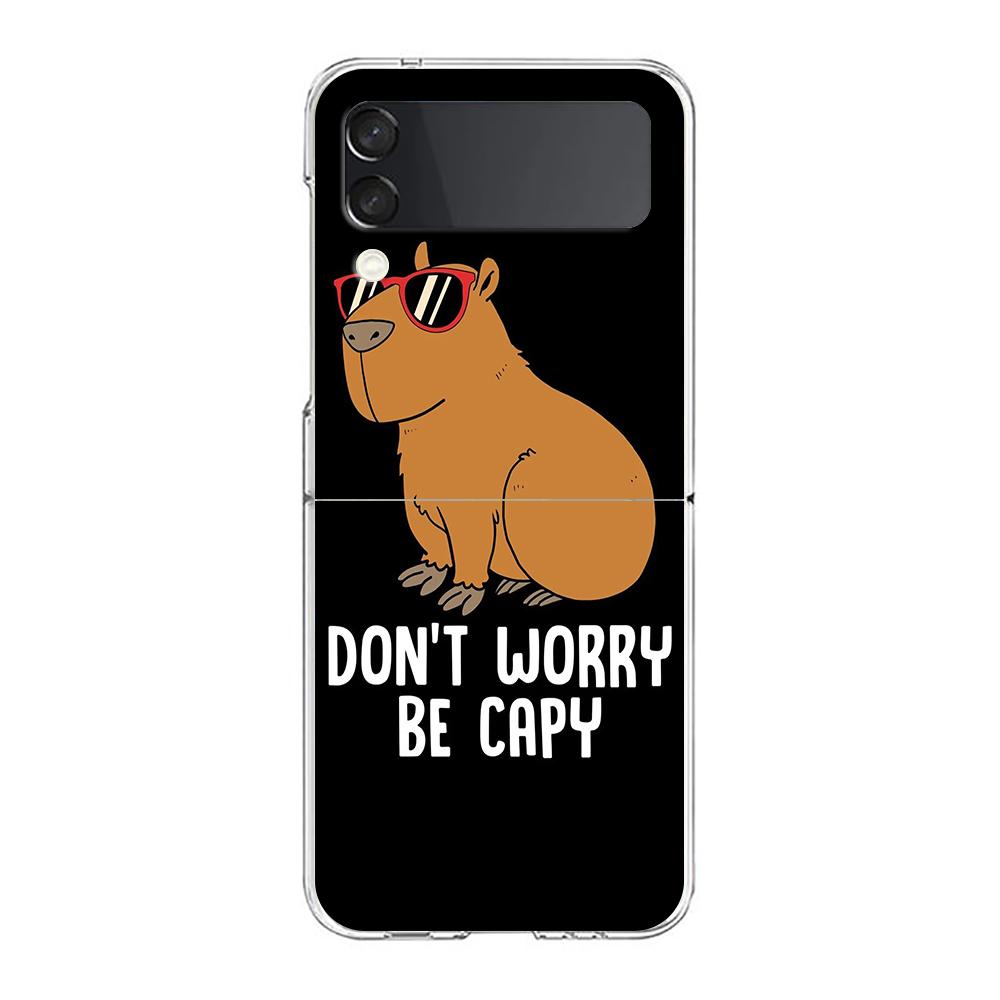 Cartoon Capybara Hard PC Phone Case For Samsung Galaxy Z Flip 5 4 3 Transparent Cover For Galaxy Z Flip 6 Foldable Shockproof
