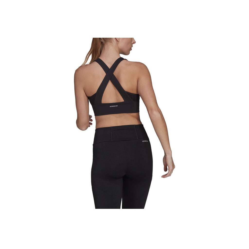 Adidas Logo Print Fitted Sports Bra Women Underwear Black GN8334