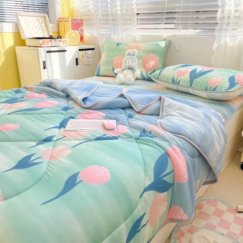 Letní latexová chladící prostěradla s povlaky na polštáře šetrné k pokožce Chránič matrace Potahy s elastickým pásem Klimatizační podložka