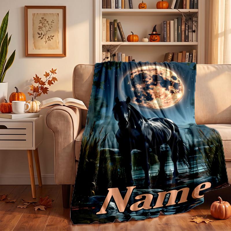 vivid horse Custom Flannel Blankets Soft Warm Cozy Throws for Home Decor Holiday Gifts