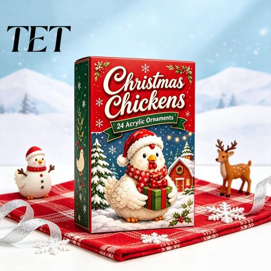Advent Calendar for Kids 24 Days Chicken Figures Calendar, Farm Animals Countdown Cute Surprise Animal Collectibles Boxes with Hen And Rooster Design