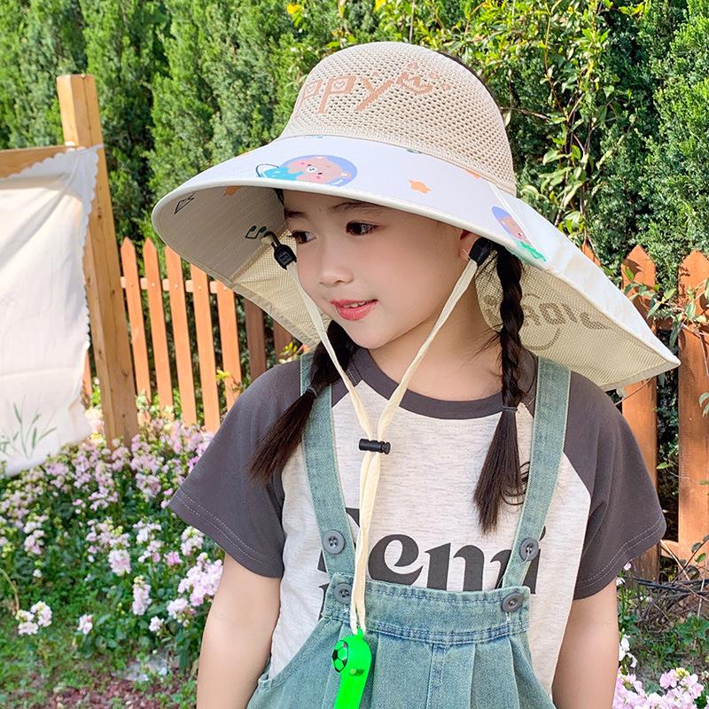 Voice Control Fan Hat Children Summer Girls Large Brim Sun Protection Shawl Hat Empty Top Girl Sun Hat