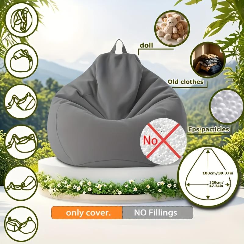 

1 шт. Удобный мягкий чехол для дивана-мешка, чехол для ленивого дивана, подходит для кемпинга и домашнего декора, без встроенной обивки. серый
