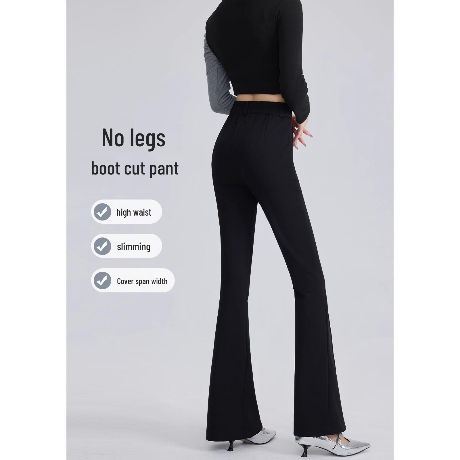 

Women s 2025 Spring High-Waisted Slim-Fit Black Micro-Flared Pants S fits 40-47.5 kg