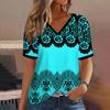 New Vintage Striped 3d Print T-shirt Women Fashion Gradient V-Neck Short Sleeve Basic T Shirt Summer Oversized Tops Tees Female