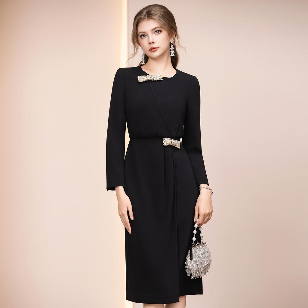 Zhi Li's Red Rhinestone Embellished High-Waisted Midi Dress for Special Occasions - Spring 2026 Arrival