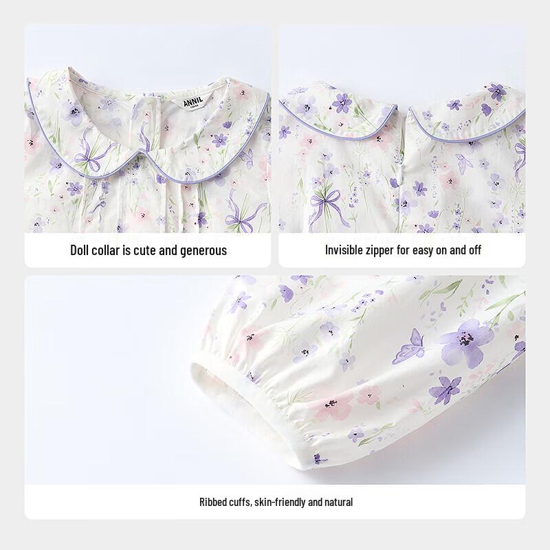 Annil Girls' Floral Long-Sleeve A-line Dress