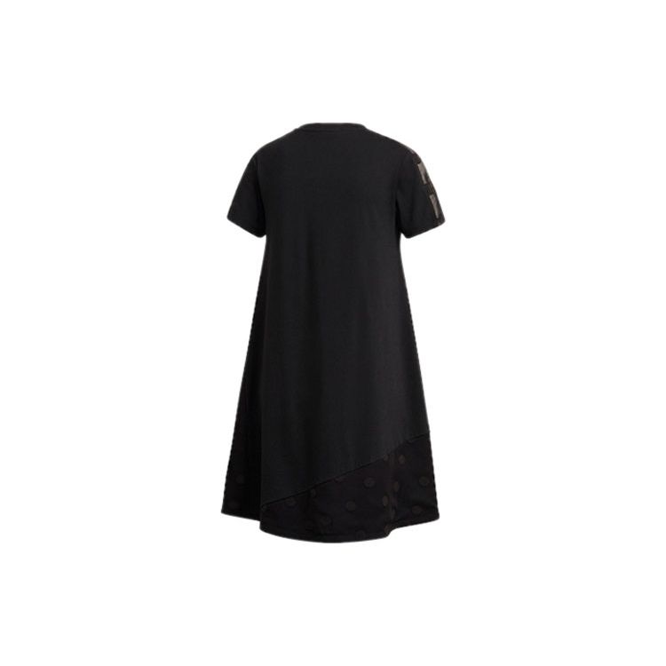 Adidas Originals Bellista Dress Logo Crew Neck Casual Breathable Short Sleeve Dress Women dresses Black GJ6564