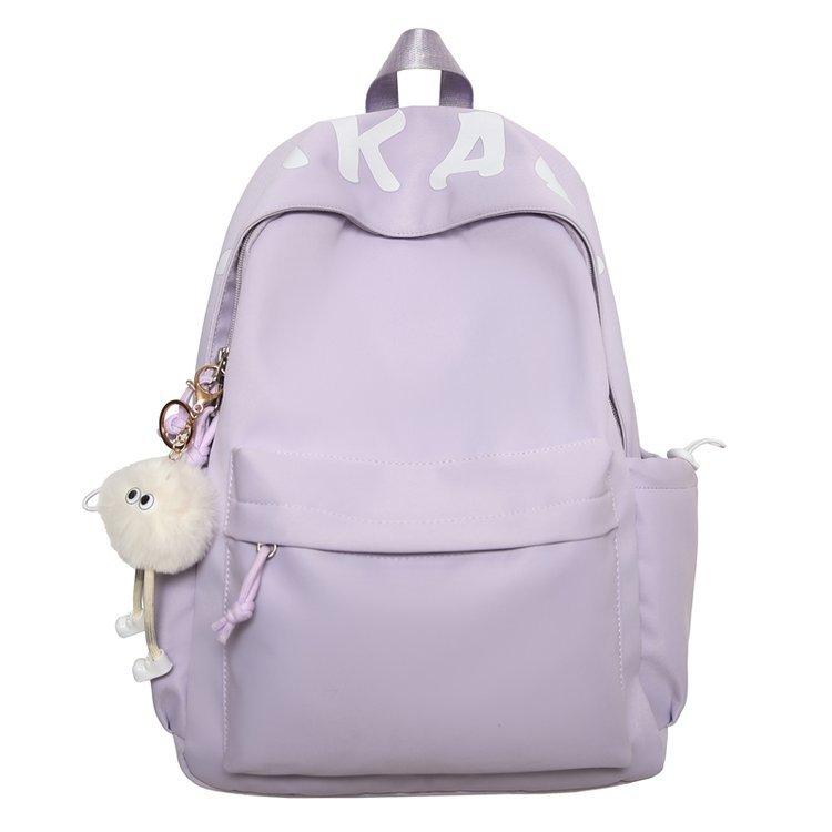 Schoolbag Lazy Wind Student School Bag Simple Mori Backpack ins Campus College Student Junior High School Large Capacity Solid Color Backpack