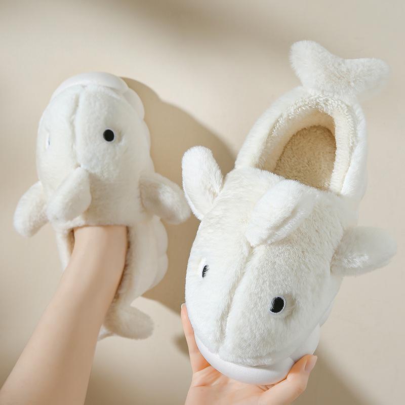 Baumwollpantoffeln Damen Herbst und Winter Zuhause Dicksohlige Plüsch Hausschuhe Outdoor-Paar Warm Herren Winter