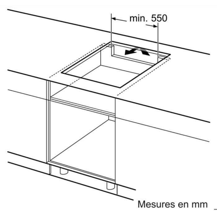 Table induction 60 cm - Bosch Série 2 - 3 foyers - Noir - Touch Select - H5,1 x L59,2 x P52,2 cm - PUC611AA5E