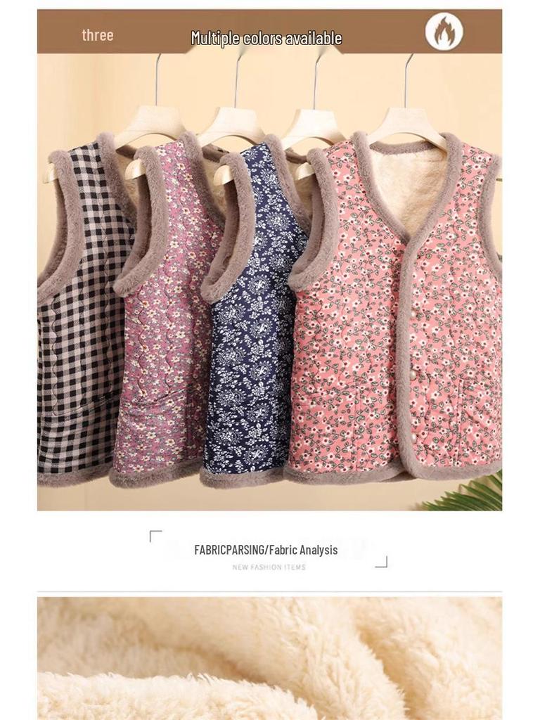 Autumn Winter Plus Velvet Vest for Middle-Aged & Elderly Women - Thickened Waistcoat for Moms & Grandmas