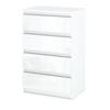 Glossy White Chest of Drawers with 4 Drawers 60cm TV Cabinet Furniture for Living Room Bedroom