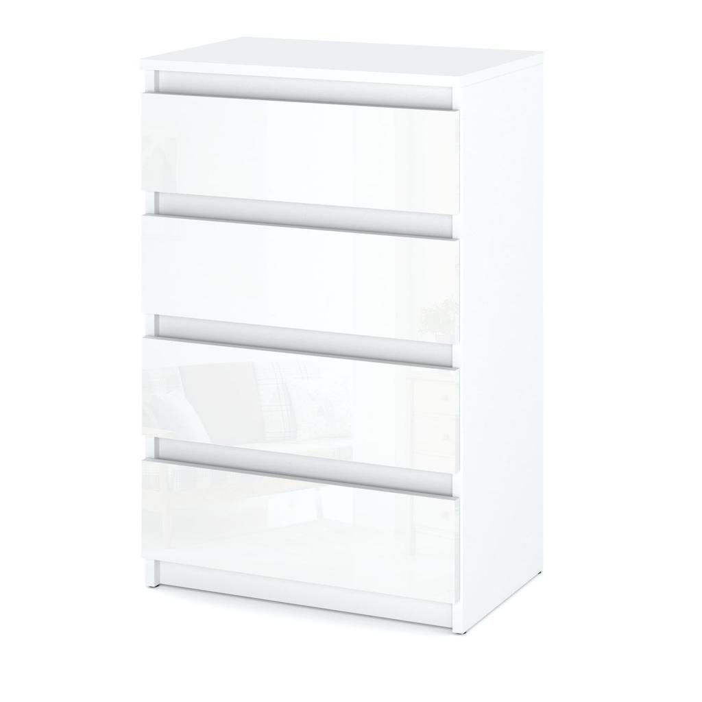 Glossy White Chest of Drawers with 4 Drawers 60cm TV Cabinet Furniture for Living Room Bedroom