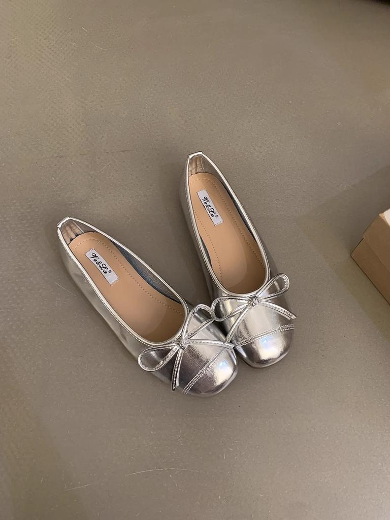 French Bow Round Head Ballet Shoes Fairy Shoes Flat Gentle Evening Shoes Summer New Women's Small Single Shoes