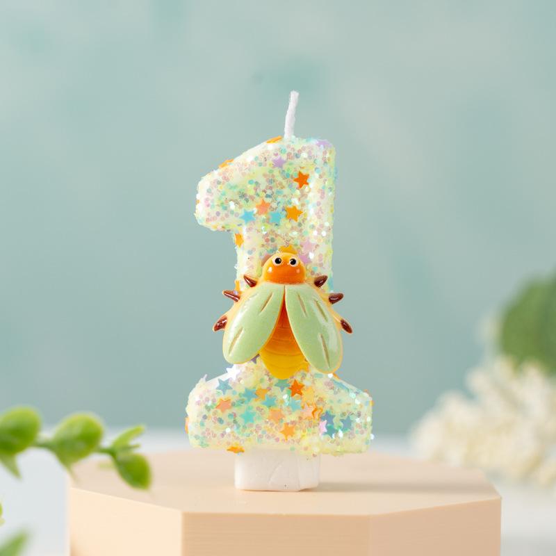 Creative Insect Digital Birthday Party Atmosphere Cake Decoration Candles 0-9