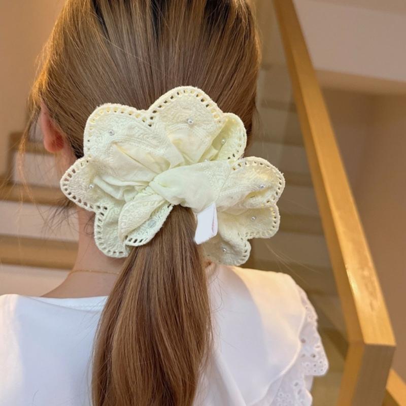 Elegant Lace Scrunchie Hair Tie Soft Fabric Hair Accessory For Women Girls Daily Party Wedding Casual Prom Occasion