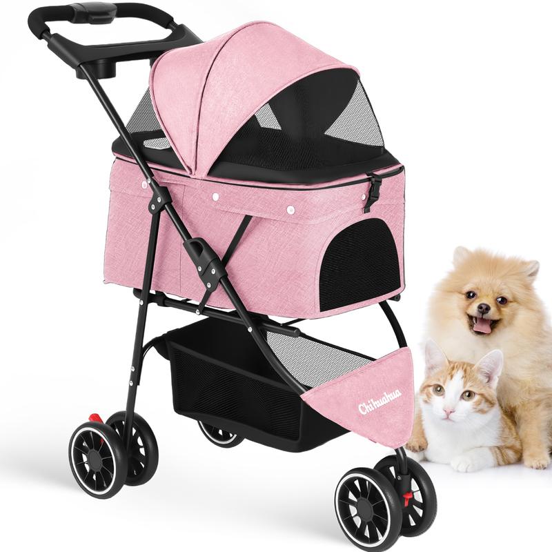 Passeggino per Cani e Gatti Piccoli, Portatile da Viaggio, Pieghevole, per Passeggiate