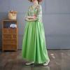Cotton and Linen Summer Patchwork Retro Style Dress Long Skirt