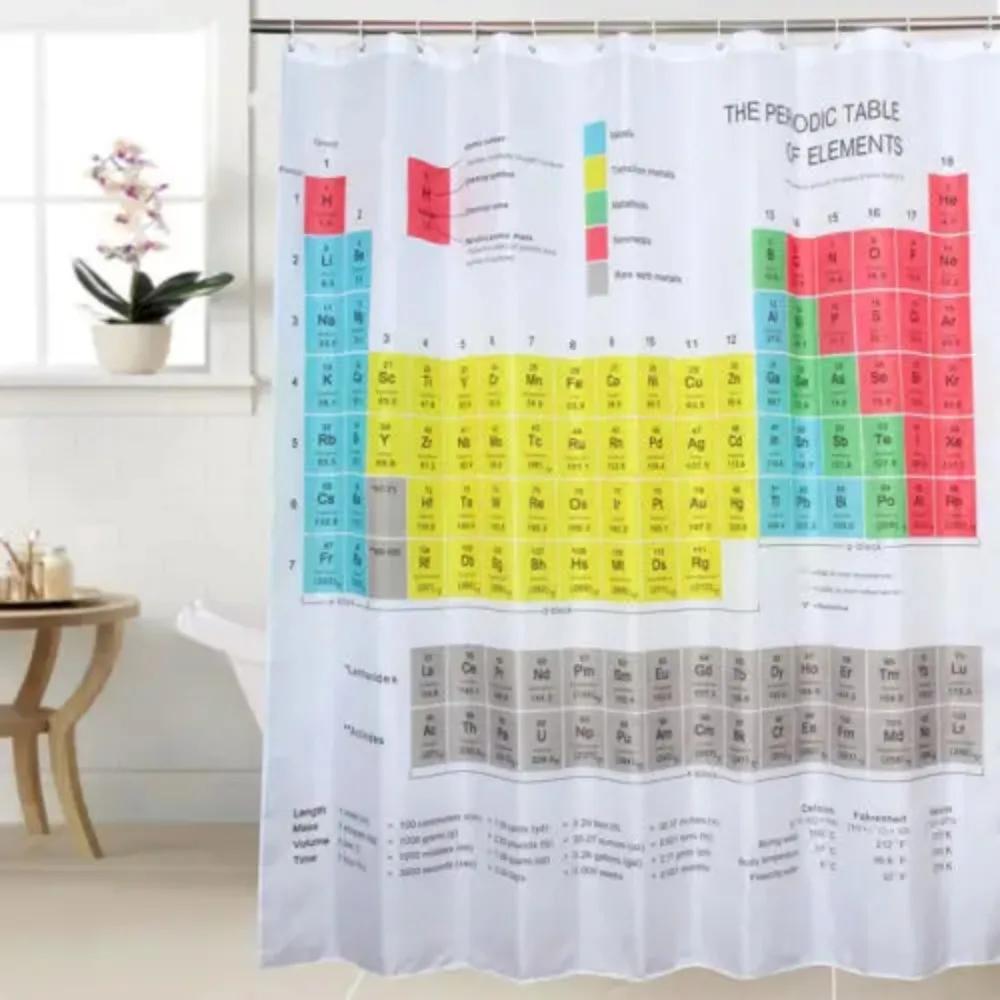 Chemical Periodic Table Stripe Polyester 1.8M Long Fabric Bath Weighted Shower Curtain Big Bang Theory Sheldon Same Curtain