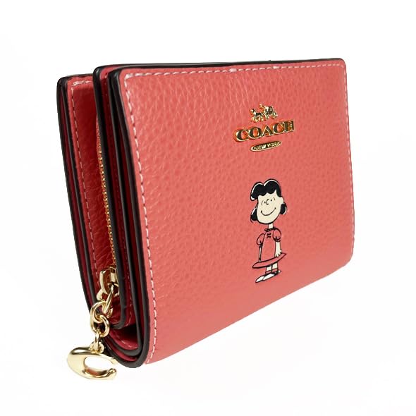 Coach X Peanuts Collaboration Wallet, Bifold WalletMini Wallet, CBN89, Lucy Leather Snap Wallet, Coral Multi IMBCV, Snoopy, Women's [Outlet Item]