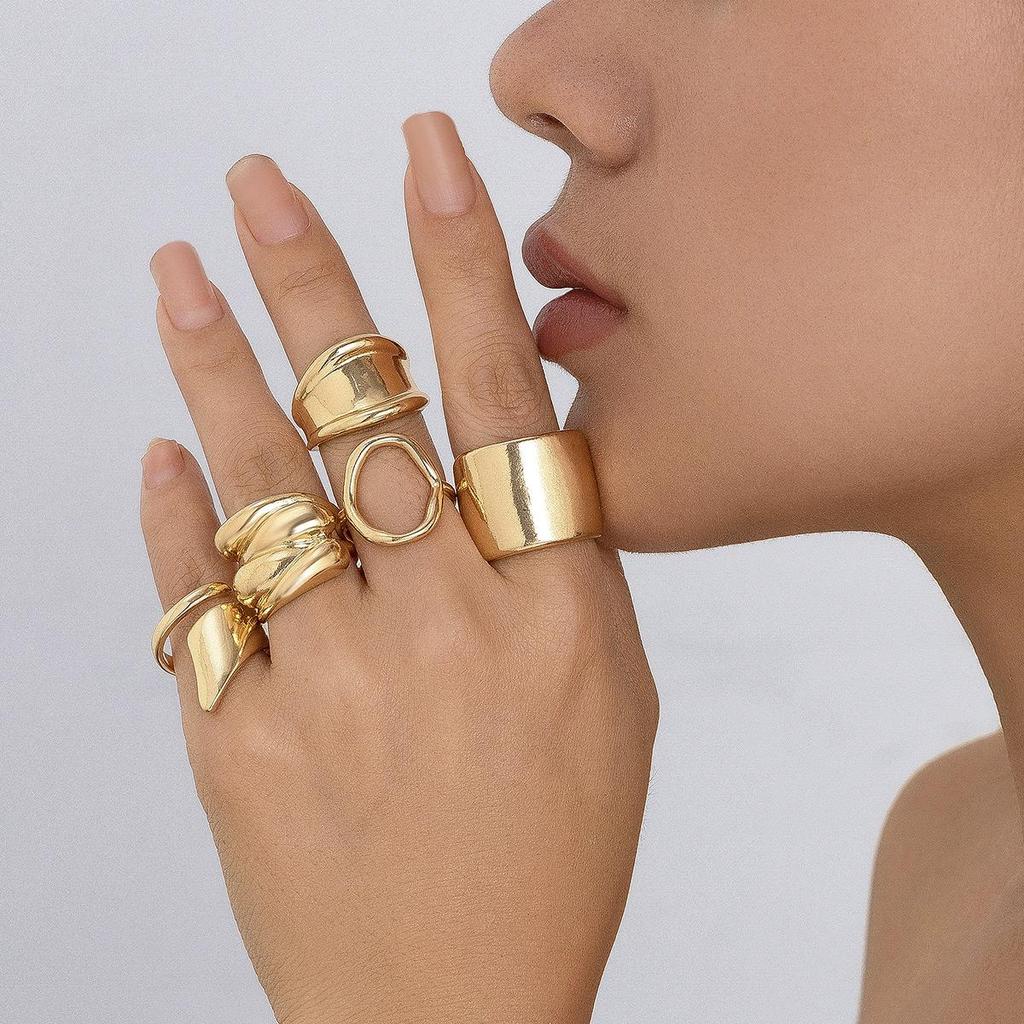 Retro Punk Exaggerated Open Finger Rings for Women Men Geometric Gold Silver Color Knuckle Joint Ring Set 2025 New Jewelry Accessories