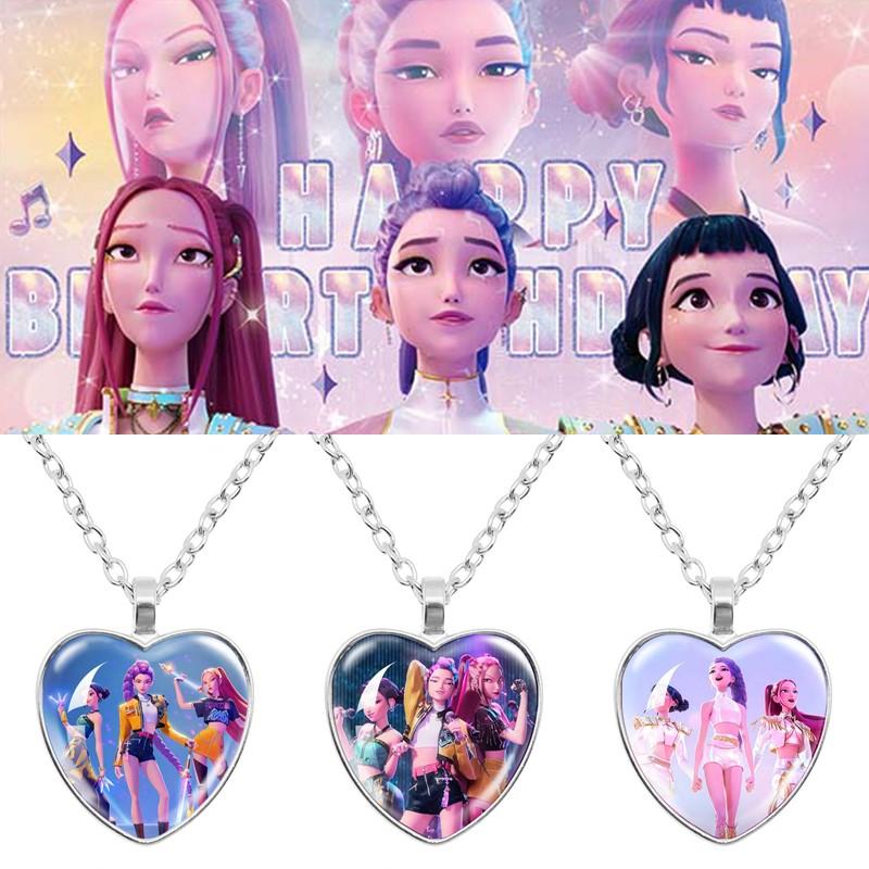 Kpop Demon Character Necklace Hunter Huntrix Cartoon Hanging Pendants Necklace for Fans Gifts Saja Band Fan Bracelet Gifts