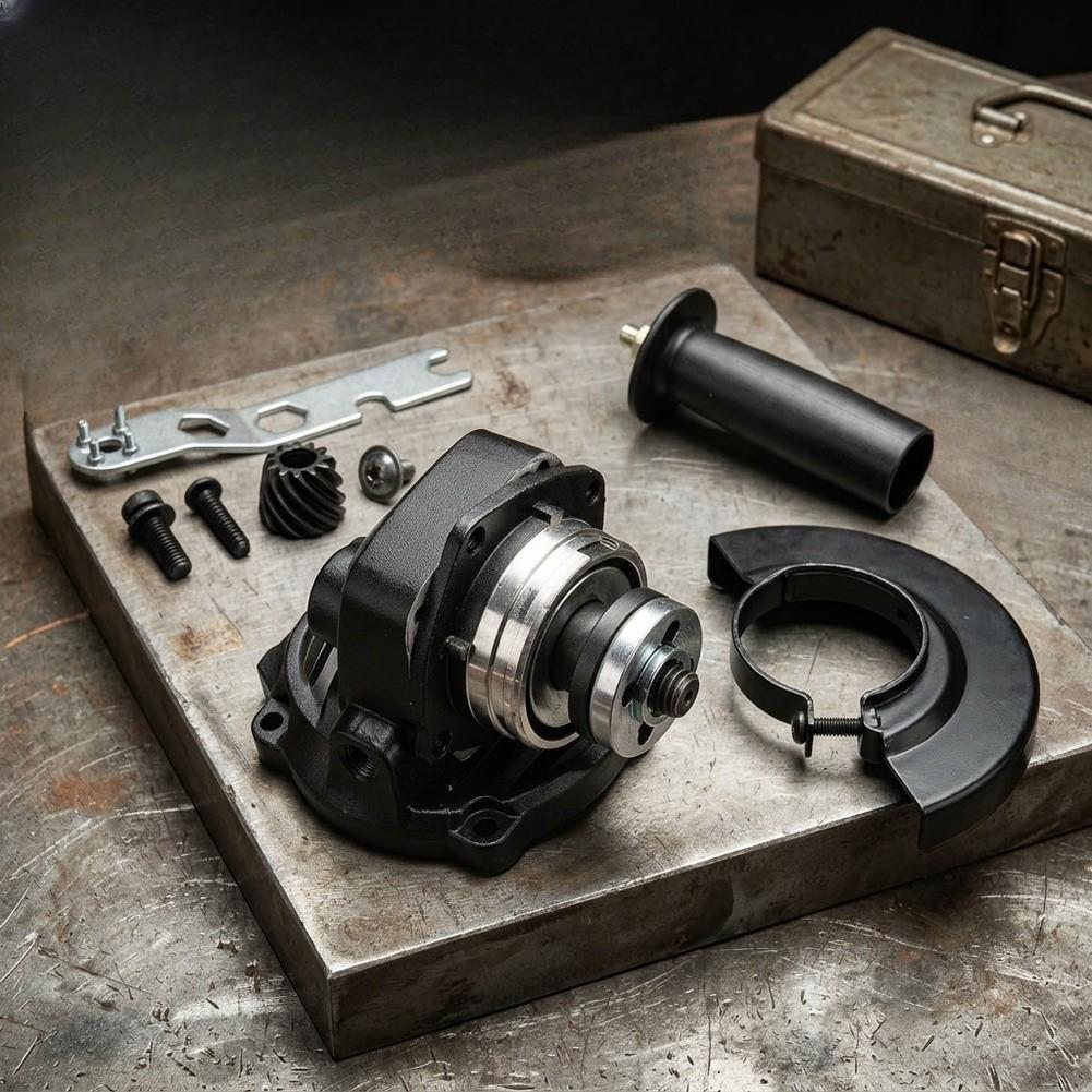 Brushless Motor Front Head Assembly for 100mm Angle Grinder Complete Housing with Wheel Guard Handle Metal Plastic Mix